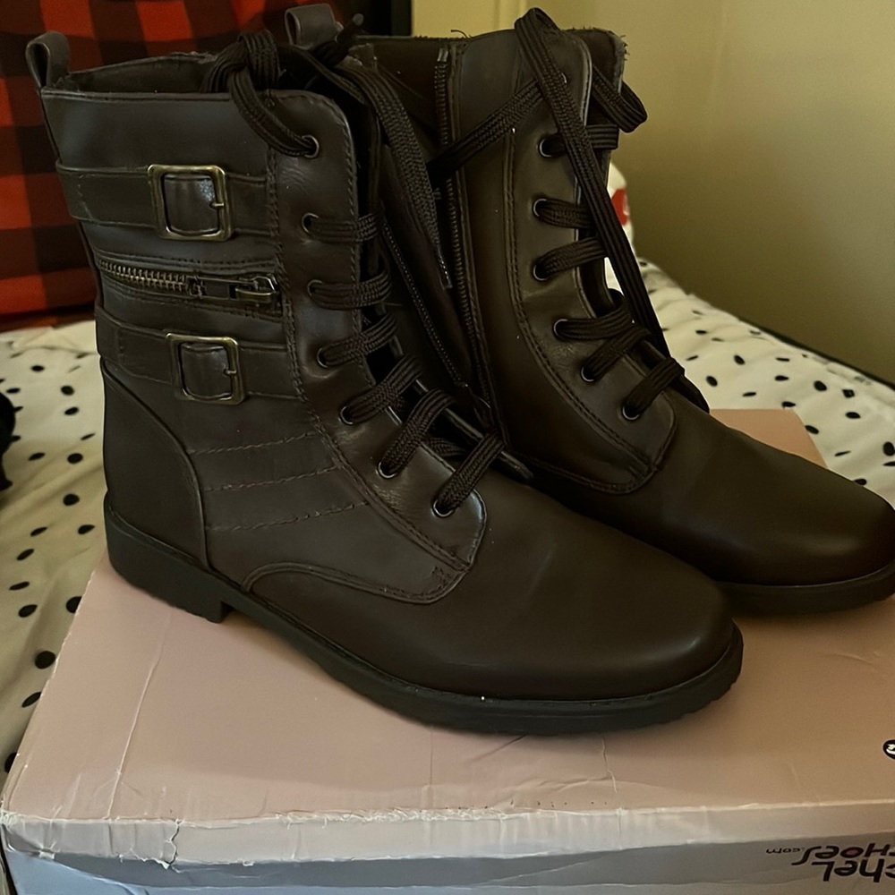 Rachel Shoes Harley Brown Combat Boot